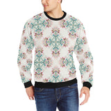 Square floral indian flower pattern Men's Crew Neck Sweatshirt