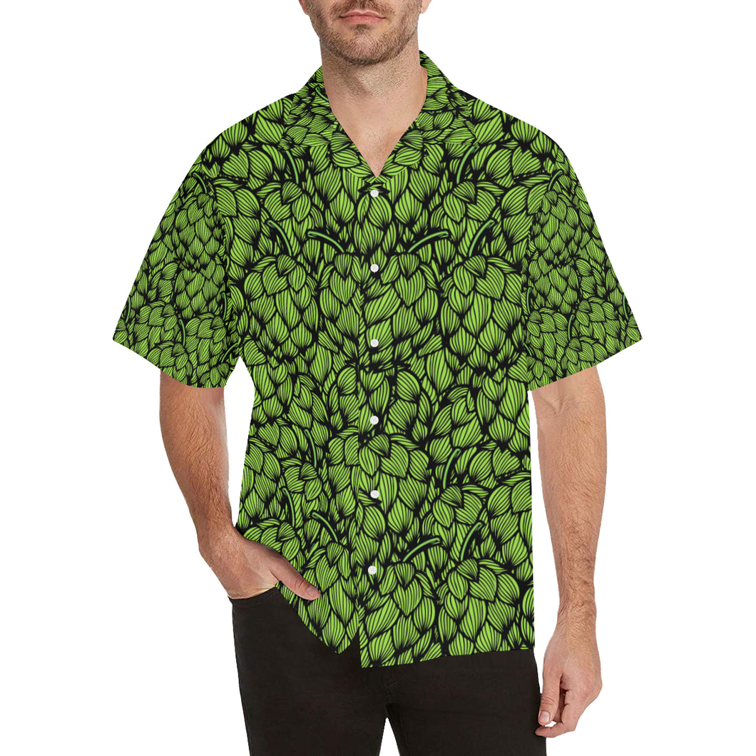 Green hop pattern Men's All Over Print Hawaiian Shirt