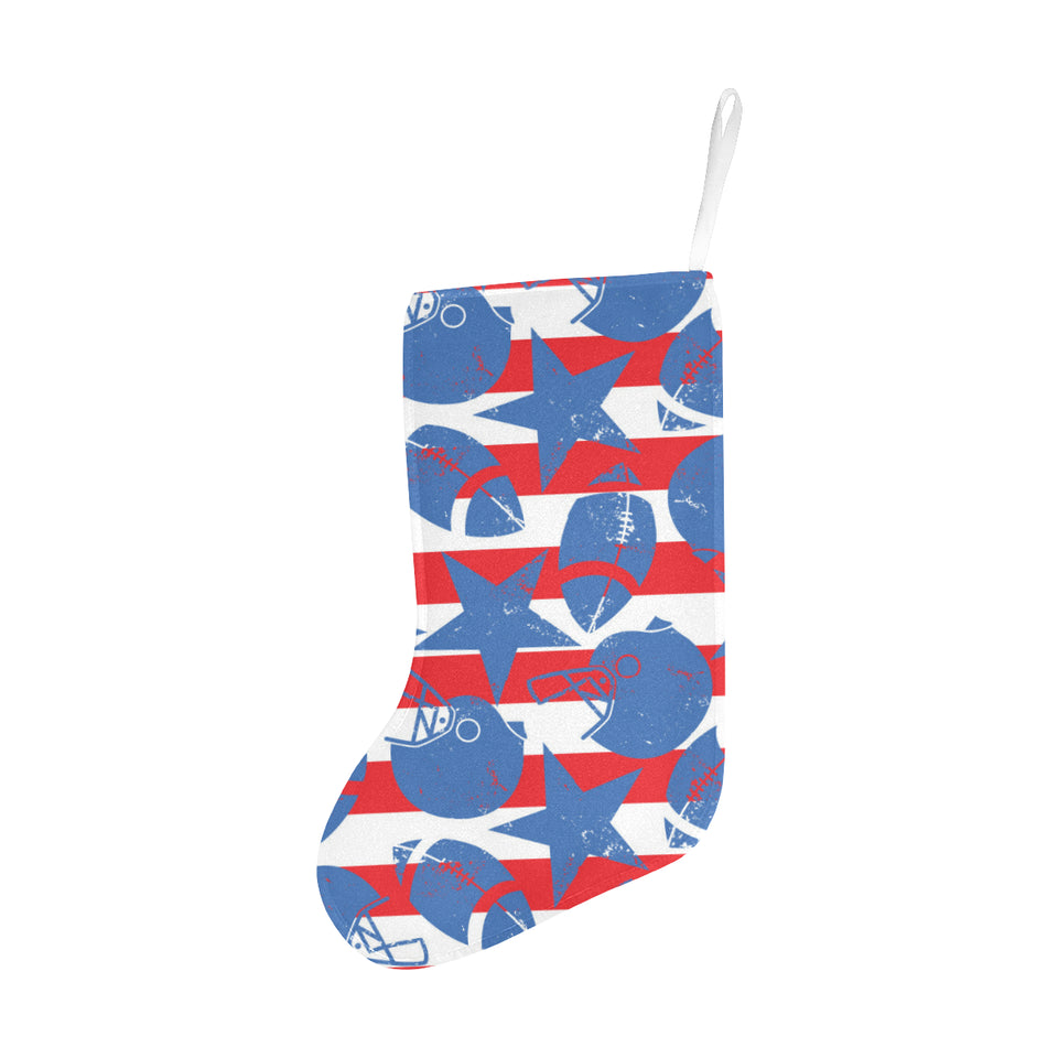 American football ball star stripes pattern Christmas Stocking