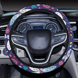 Colorful butterfly flower pattern.eps Car Steering Wheel Cover