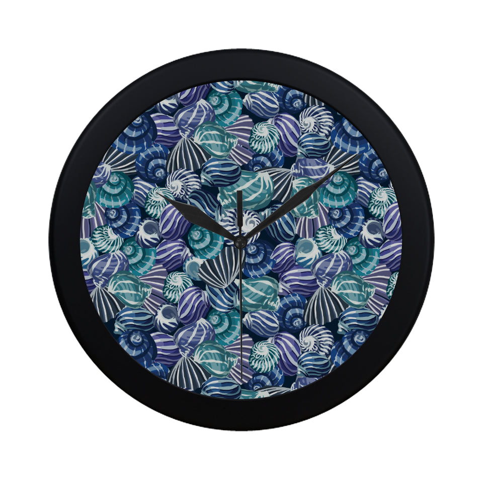 Shell design pattern Elegant Black Wall Clock