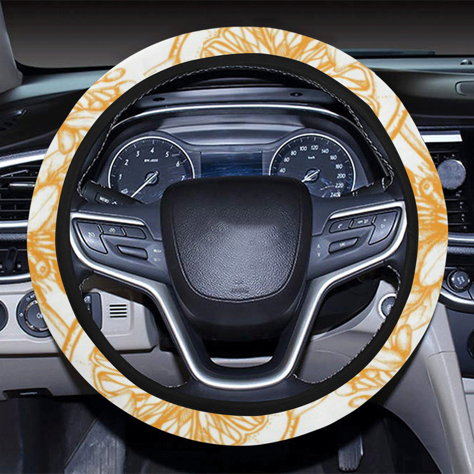 hand drawn orange fruit pattern Car Steering Wheel Cover