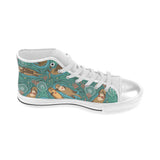 cute brown sea otters ornamental seaweed corals gr Women's High Top Canvas Shoes White