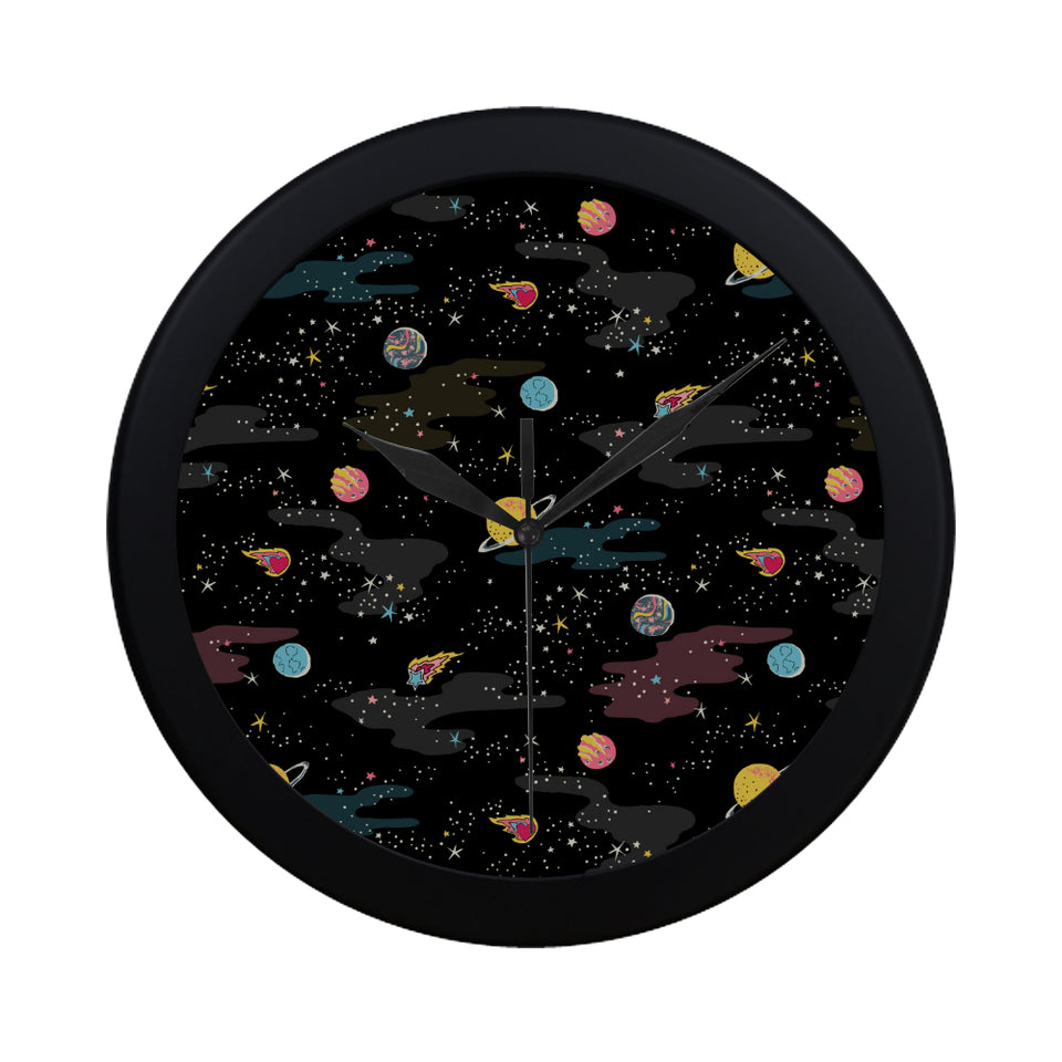 space pattern Elegant Black Wall Clock