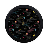 space pattern Elegant Black Wall Clock