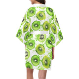 Watercolor kiwi pattern Women's Short Kimono Robe