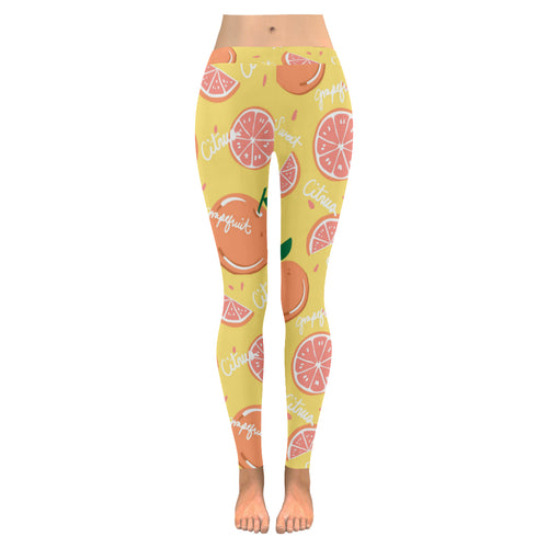 Grapefruit yellow background Women's Legging Fulfilled In US