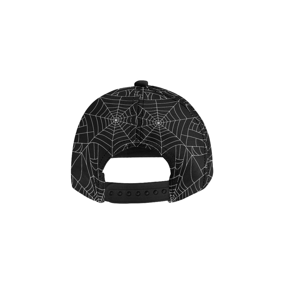 Spider web pattern Black background white cobweb All Over Print Snapback Cap