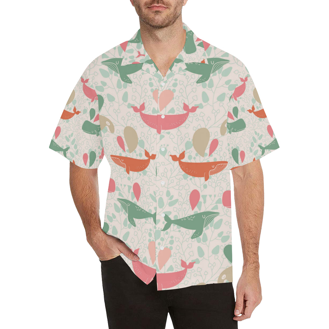 Cute whale pattern Men's All Over Print Hawaiian Shirt