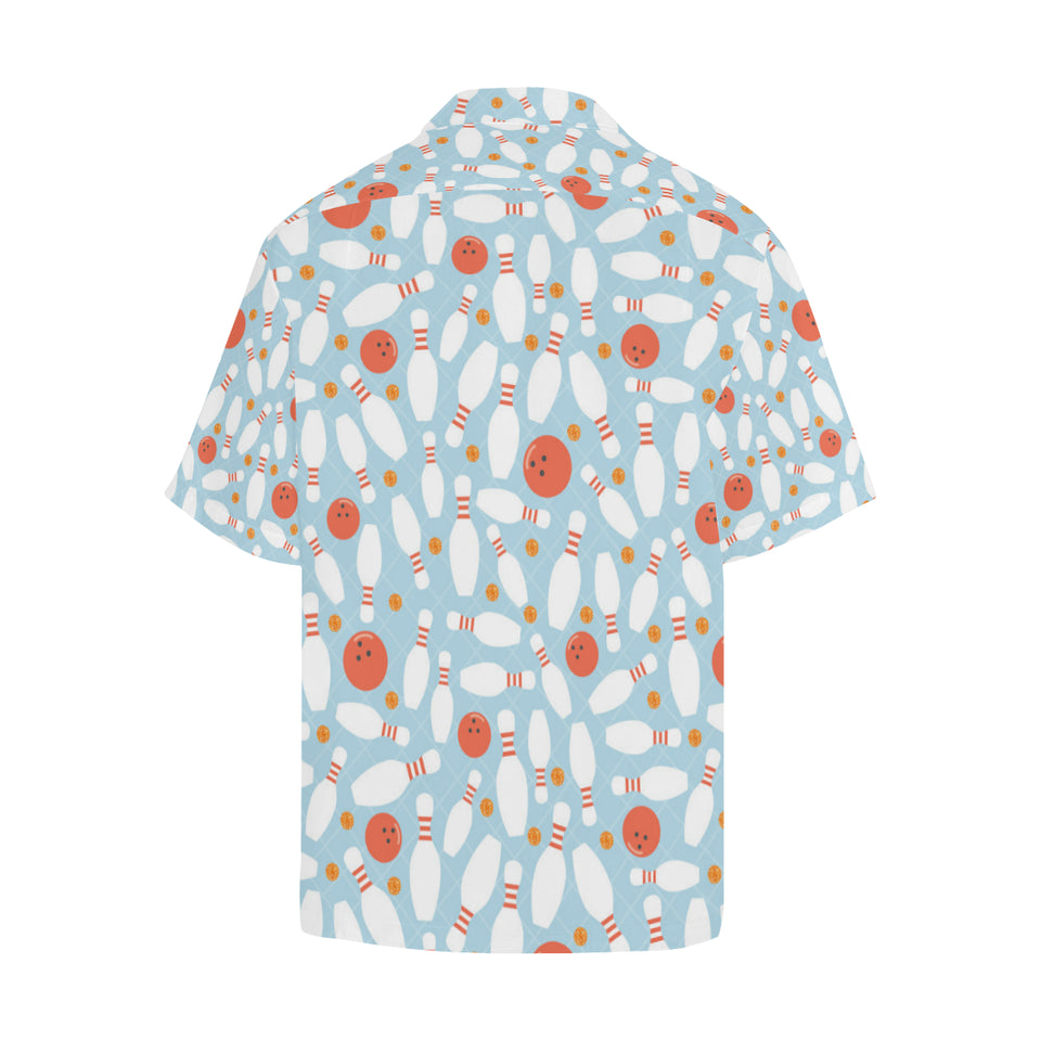 Bowling ball bowling pins blue blackground Men's All Over Print Hawaiian Shirt