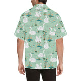 White swan lake pattern Men's All Over Print Hawaiian Shirt
