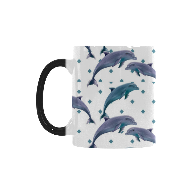 Dolphins pattern dotted background Morphing Mug Heat Changing Mug