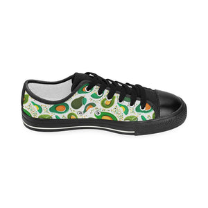 Avocado design pattern Kids' Boys' Girls' Low Top Canvas Shoes Black