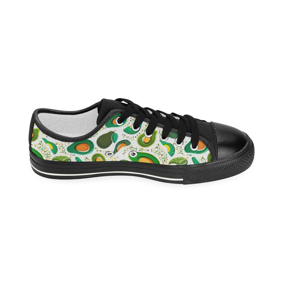 Avocado design pattern Kids' Boys' Girls' Low Top Canvas Shoes Black