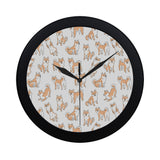 shiba inu dog pattern Elegant Black Wall Clock