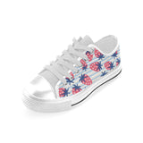 Strawberry pattern blue lines background Men's Low Top Shoes White