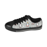 Cute Penguin christmas pattern Men's Low Top Canvas Shoes Black