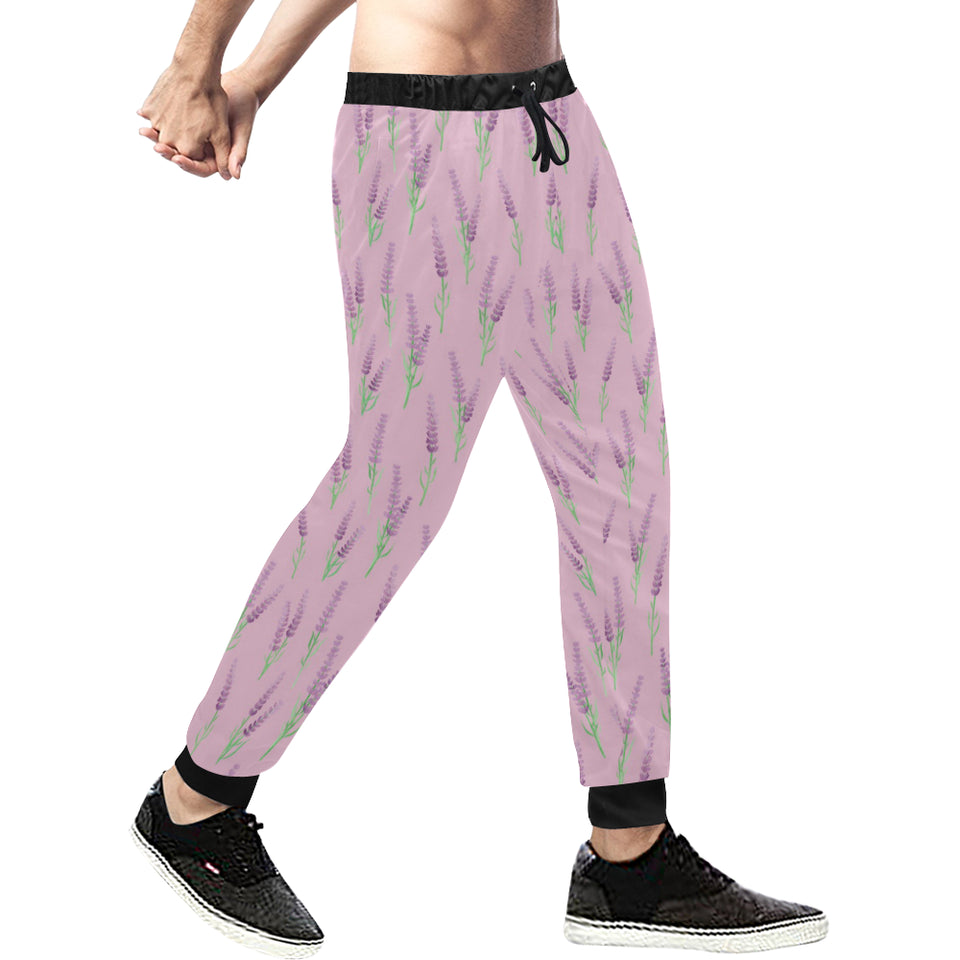 Lavender pattern pink background Unisex Casual Sweatpants