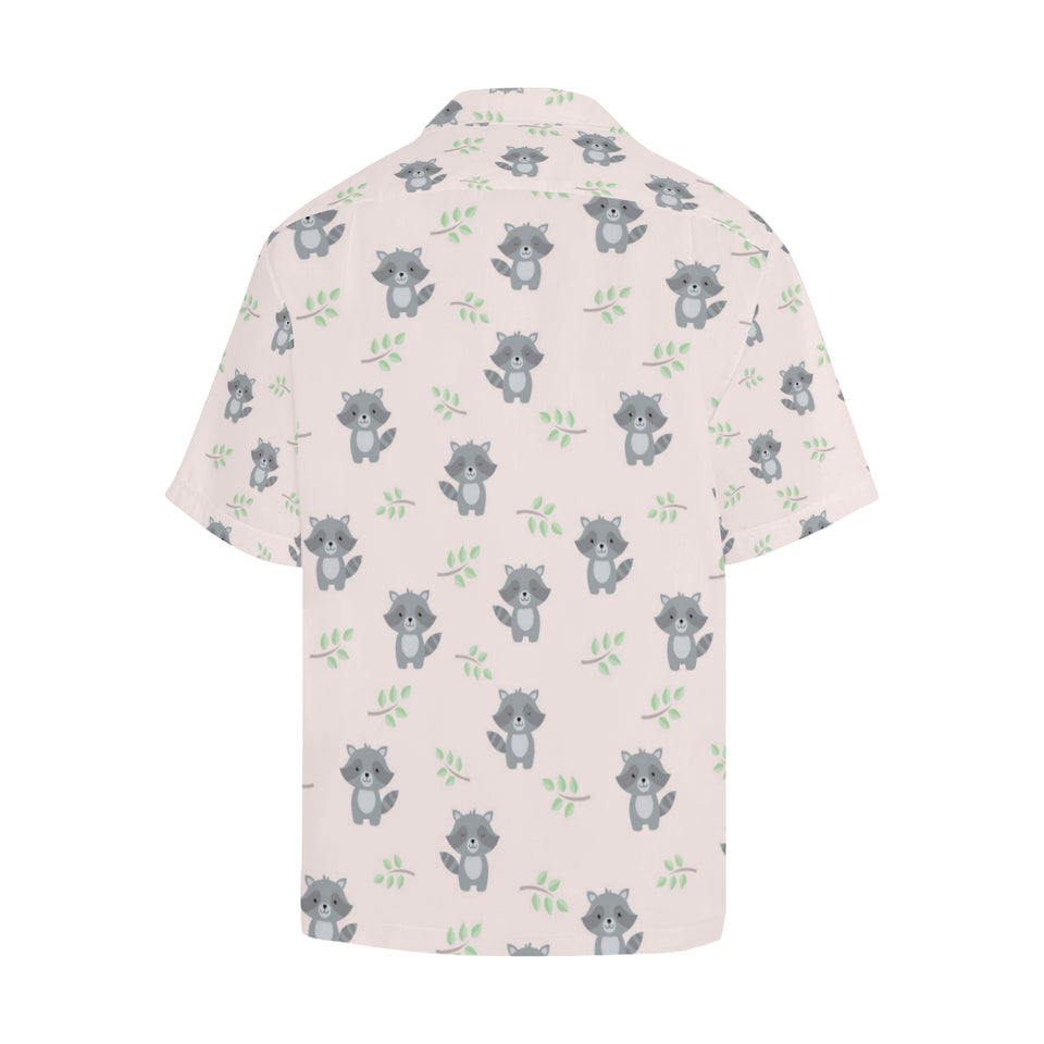 cute raccoons leaves pattern Men's All Over Print Hawaiian Shirt