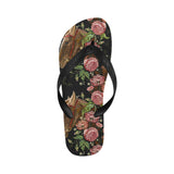 Horse head wild roses pattern Unisex Flip Flops