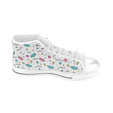 Candy design pattern Men's High Top Canvas Shoes White