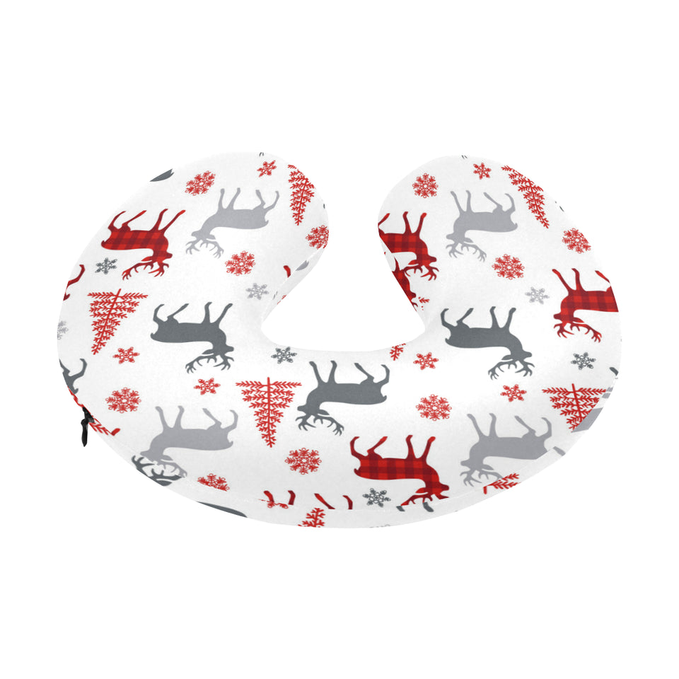 Deer tree snowflakes chrismas pattern U-Shaped Travel Neck Pillow