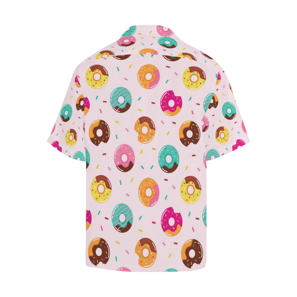 Donut pattern glaze pink background Men's All Over Print Hawaiian Shirt