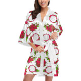 dragon fruits white background Women's Short Kimono Robe
