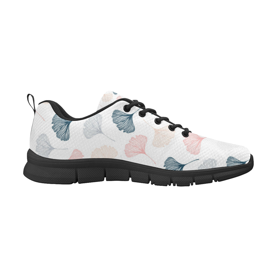Black Gray Cream coral ginkgo leaves pattern Men's Sneaker Shoes