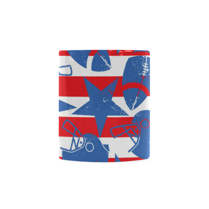 American football ball star stripes pattern Classical White Mug (Fulfilled In US)