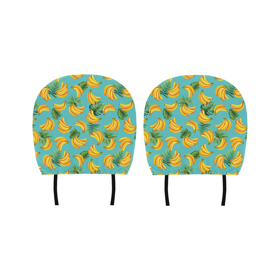 Banana Palm Leaves pattern background Car Headrest Cover