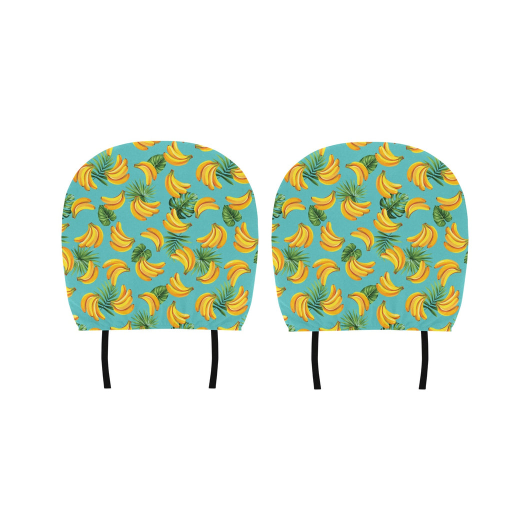 Banana Palm Leaves pattern background Car Headrest Cover