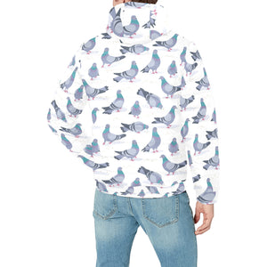 Pigeon Pattern Print Design 03 Men's Padded Hooded Jacket