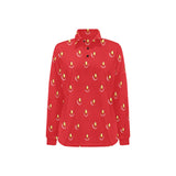 strawberry texture skin pattern Women's Long Sleeve Polo Shirt