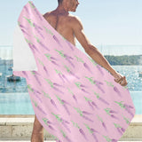 Lavender pattern pink background Beach Towel