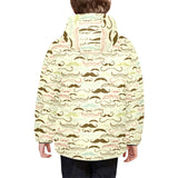Mustache Beard Pattern Print Design 01 Kids' Boys' Girls' Padded Hooded Jacket