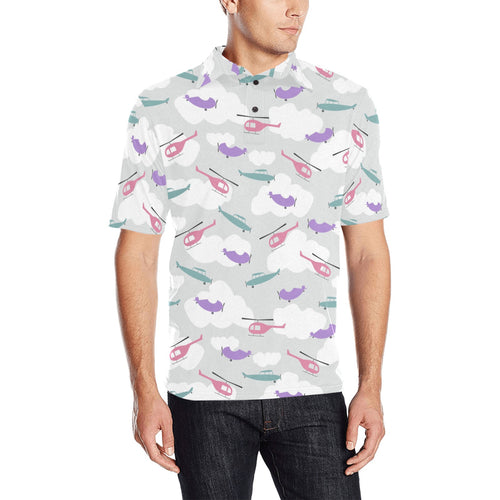 Helicopter plane pattern Men's All Over Print Polo Shirt