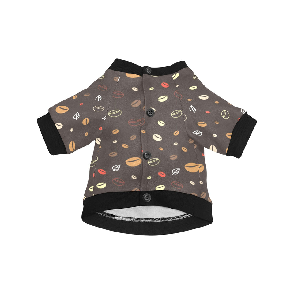 Coffee bean leave pattern All Over Print Pet Dog Round Neck Fuzzy Shirt