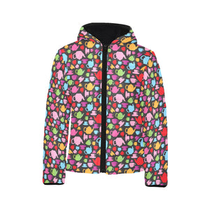 Tea pots Pattern Print Design 01 Kids' Boys' Girls' Padded Hooded Jacket