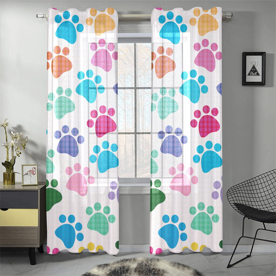 Dog Paws Pattern Print Design 01 Gauze Curtain