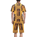Egypt Hieroglyphics Pattern Print Design 05 Men's V-Neck Short Pajama Set