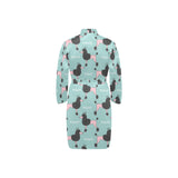 poodle dog green background Men's Long Sleeve Belted Night Robe