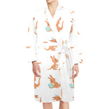 Cute Kangaroo pattern Men's Long Sleeve Belted Night Robe