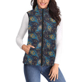 Beautiful peacock feather pattern Women's Padded Vest