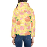 Grapefruit yellow background Women's Padded Hooded Jacket