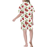 Red apples pattern Kids' Boys' Girls' V-Neck Short Pajama Set