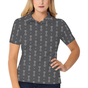 Engine Piston Black Background Pattern Design 02 Women's All Over Print Polo Shirt