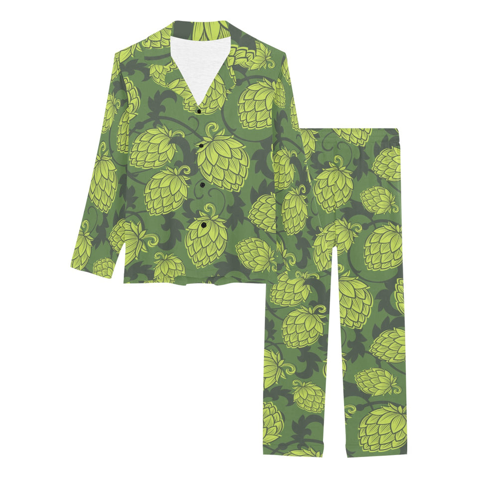 Hop pattern Hop cone background Women's Long Pajama Set