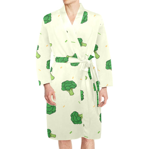 Broccoli pattern Men's Long Sleeve Belted Night Robe