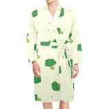Broccoli pattern Men's Long Sleeve Belted Night Robe